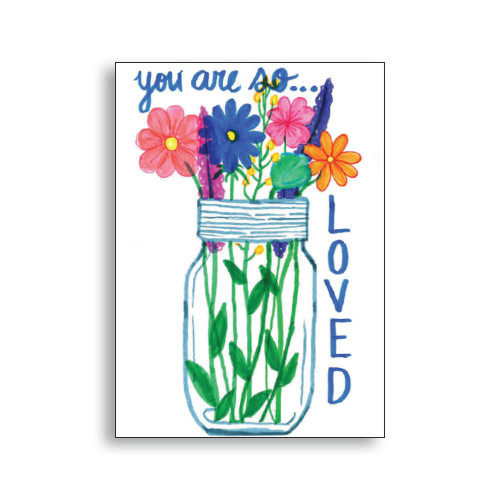 Loved by Vivienne (flower vase) A7 Folded Card
