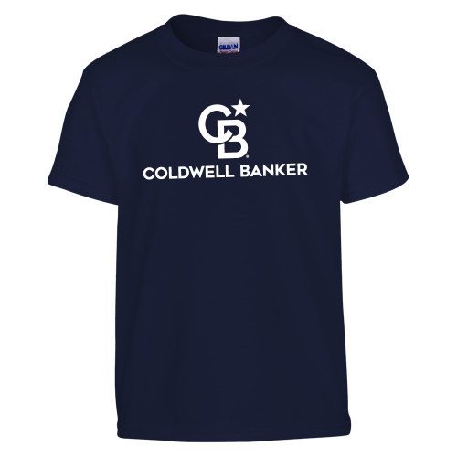 Youth Navy T Shirt-Monogram Vertical Single