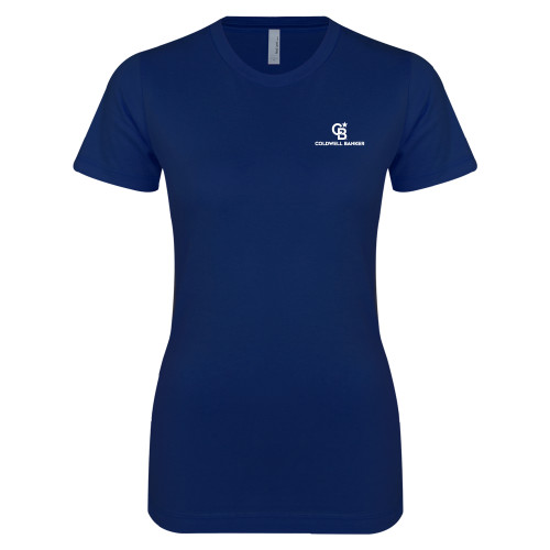 Next Level Womens Navy Boyfriend Tee-Monogram Vertical Single