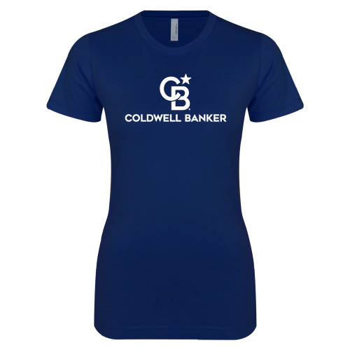 Next Level Womens Navy Boyfriend Tee-Monogram Vertical Single