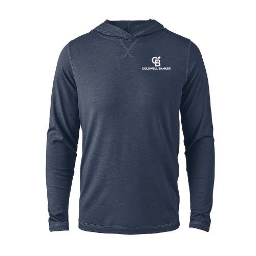 Navy Heather Long Sleeve Hooded Tee-Monogram Vertical Single