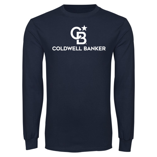 Navy Long Sleeve T Shirt-Monogram Vertical Single