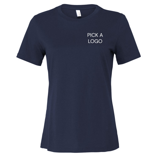 Bella + Canvas Womens Navy Relaxed Cotton T Shirt-My Company Logo