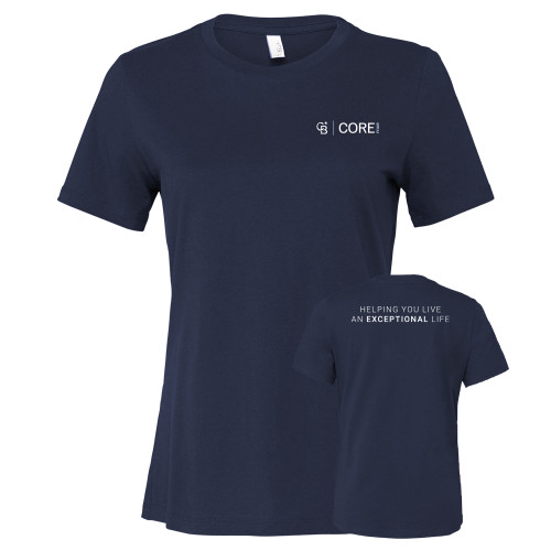  Bella + Canvas Womens Navy Relaxed Cotton T Shirt - Core Four