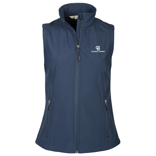 Womens Navy Core Softshell Vest-Monogram Vertical Single