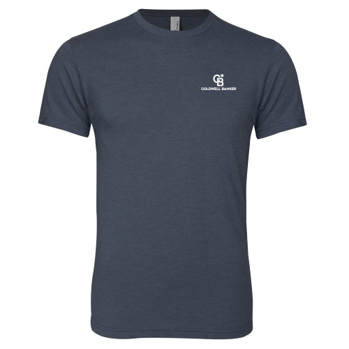 Next Level Navy Triblend Tee-Monogram Vertical Single