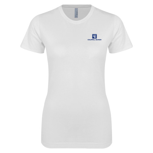 Next Level Womens White Boyfriend Tee-Framed Vertical Single