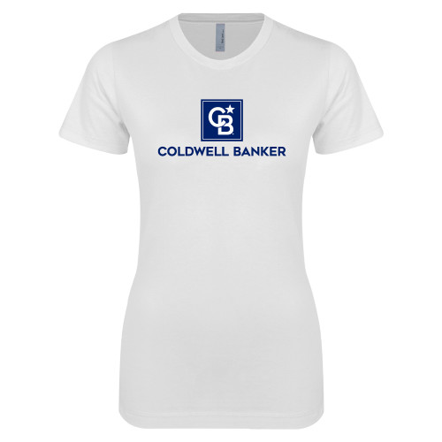 Next Level Womens White Boyfriend Tee-Framed Vertical Single