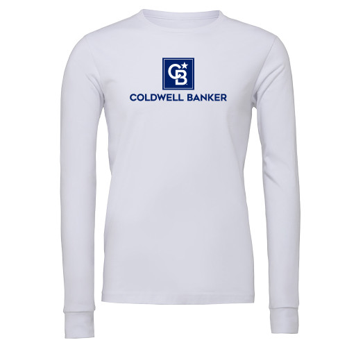 Bella + Canvas White Jersey Cotton Long Sleeve T Shirt-Framed Vertical Single