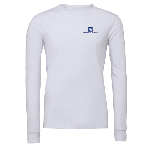 Bella + Canvas White Jersey Cotton Long Sleeve T Shirt-Framed Vertical Single