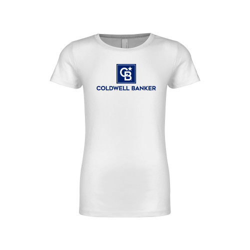 Next Level Girls White Fashion Fit T Shirt-Framed Vertical Single