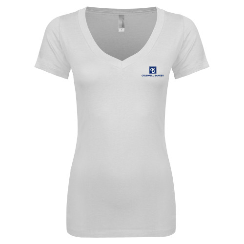 Next Level Womens White Ideal V Tee-Framed Vertical Single