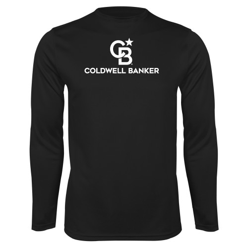 Black Performance Long Sleeve Shirt-Monogram Vertical Single