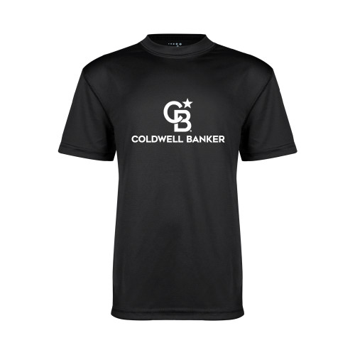 Youth Performance Black Tee-Monogram Vertical Single