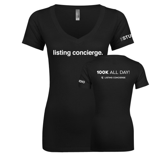 Next Level Womens Black Ideal V Tee-listing concierge