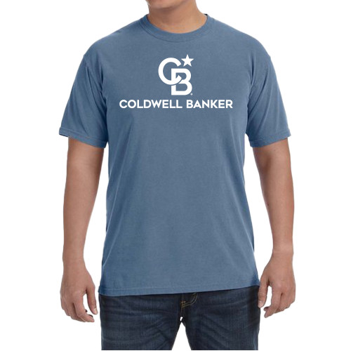 Comfort Colors Blue Jean T Shirt-Monogram Vertical Single