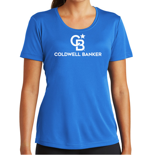 Womens Royal Performance Tee-Monogram Vertical Single