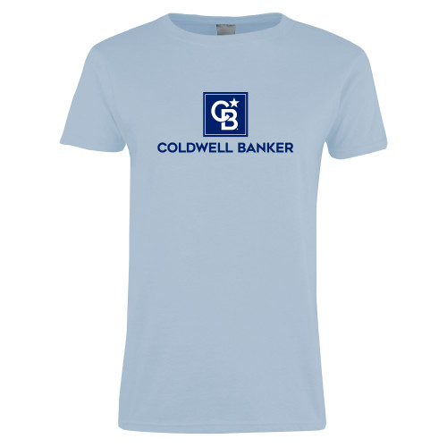 Womens Light Blue Short Sleeve Tee-Framed Vertical Single