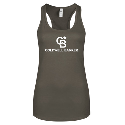 Next Level Womens Charcoal Racerback Tank-Monogram Vertical Single