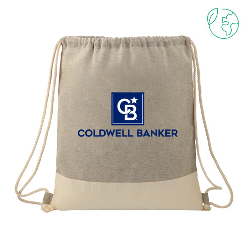 Split Recycled Cotton Grey/Natural Drawstring Bag-Framed Vertical Single