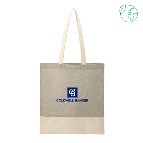 Split Recycled Grey Cotton Twill Convention Tote-Framed Vertical Single