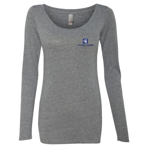 Next Level Womens Heather Grey Triblend Long Sleeve Scoop Tee-Framed Vertical Single