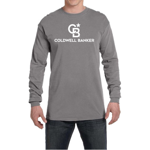 Comfort Colors Grey Long Sleeve T Shirt-Monogram Vertical Single