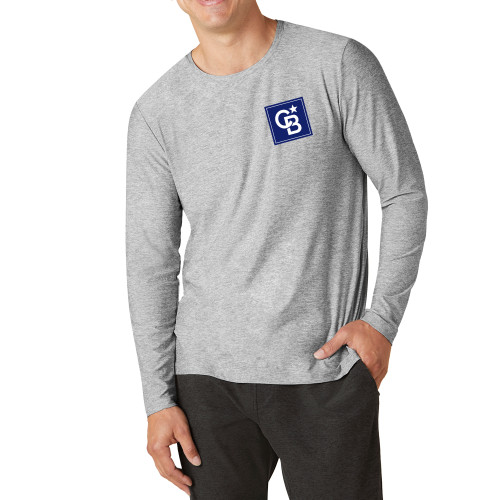 Beyond Yoga Mens Silver Mist Featherweight Crew Long Sleeve Tee -Beyond Yoga Framed Icon