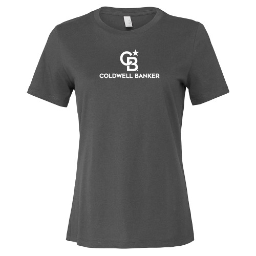 Bella + Canvas Womens Asphalt Relaxed Cotton T Shirt-Monogram Vertical Single