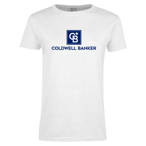 Womens White Short Sleeve Tee-Framed Vertical Single