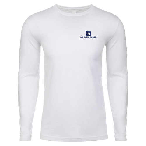 Next Level White Cotton Long Sleeve Tee-Framed Vertical Single
