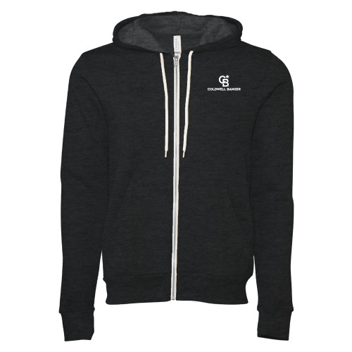 Bella + Canvas Dark Grey Heather Full Zip Hood-Monogram Vertical Single