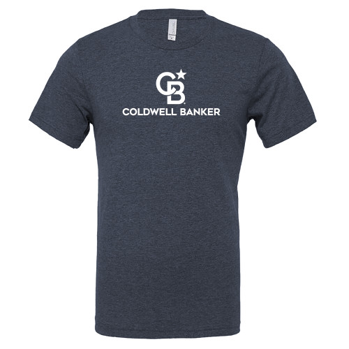 Bella + Canvas Heather Navy CVC T Shirt-Monogram Vertical Single