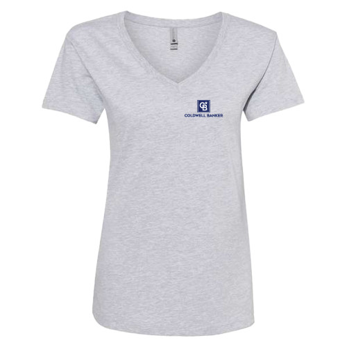 Next Level Womens Heather Grey Cotton V Neck Tee-Framed Vertical Single