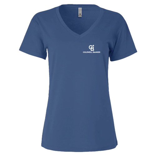 Next Level Womens Royal Cotton V Neck Tee-Monogram Vertical Single
