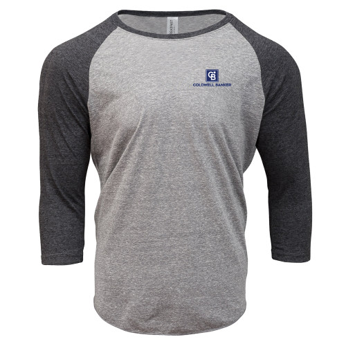 Threadfast Unisex Black Triblend 3/4 Sleeve Raglan-Framed Vertical Single