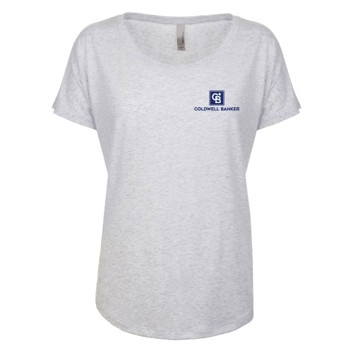 Next Level Womens Heather White Triblend Dolman Tee-Framed Vertical Single