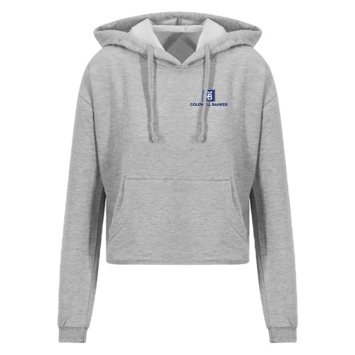Just Hoods Womens Heather Grey Cropped Hoodie-Framed Vertical Single