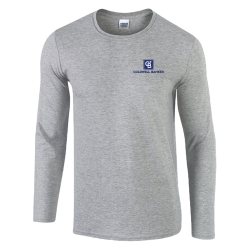 Gildan Sport Grey Soft Style Long Sleeve Tee-Framed Vertical Single
