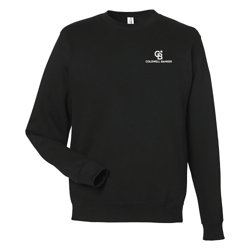 Just Hoods Black College Fleece Crew-Monogram Vertical Single