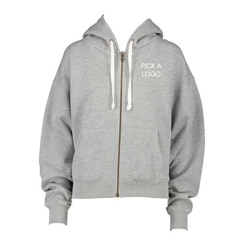 ENZA Womens Grey Boxy Full Zip Hood-My Company Logo
