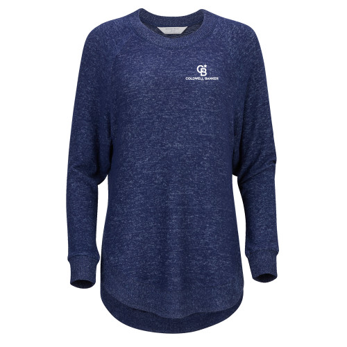 Boxercraft Womens Navy Heather Cuddle Oversized Crew-Monogram Vertical Single