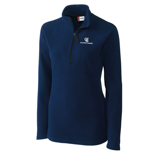 C&B Womens Navy Clique Summit Performance Fleece Half Zip-Monogram Vertical Single