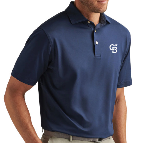 Peter Millar Navy Solid Performance Jersey Polo-Monogram Icon