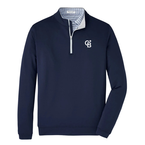 Peter Millar Navy Perth Performance 1/4 Zip-Monogram Icon