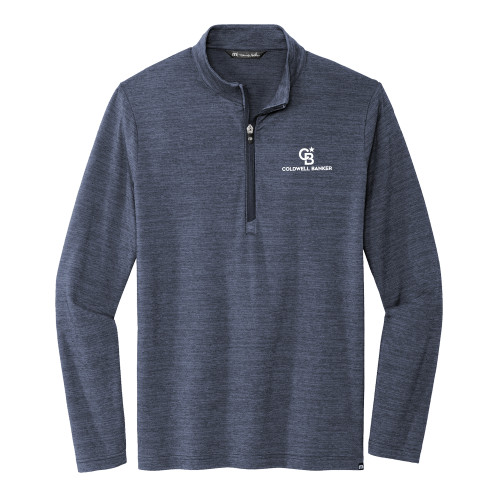 TravisMathew Navy Crestview 1/4 Zip Pullover-Monogram Vertical Single
