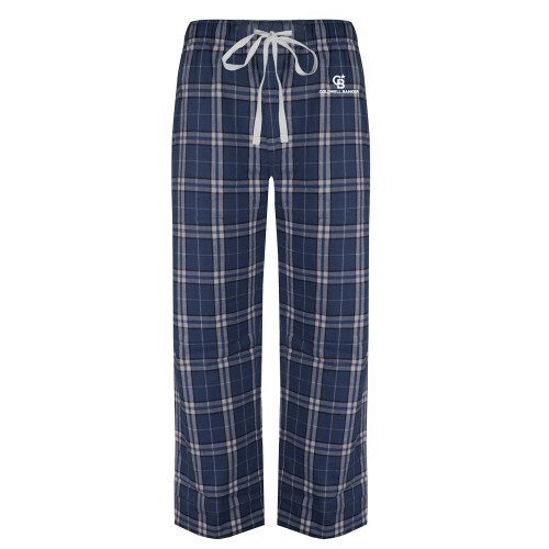Navy/White Flannel Pajama Pant-Monogram Vertical Single