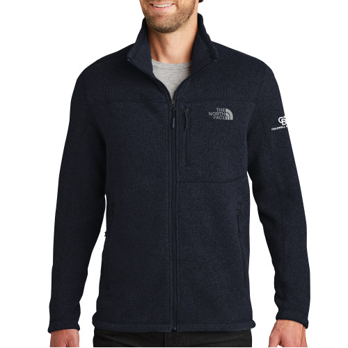 The North Face Navy Heather Fleece Jacket-Monogram Vertical Single