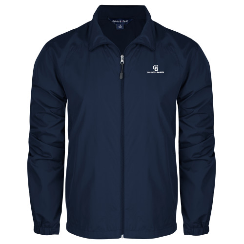 Navy Full Zip Wind Jacket-Monogram Vertical Single