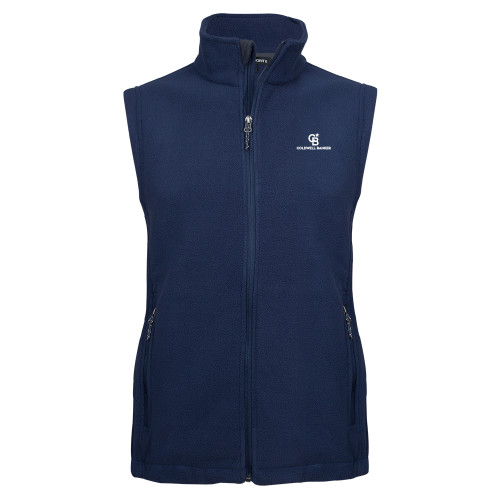 Navy Fleece Full Zip Vest-Monogram Vertical Single
